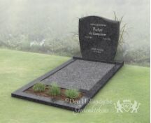 Golfkop grafsteen met bloemstrook foto 2