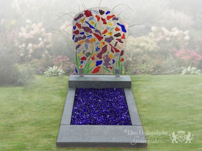 Grafmonument gekleurde glasfusion glasplaat foto 1