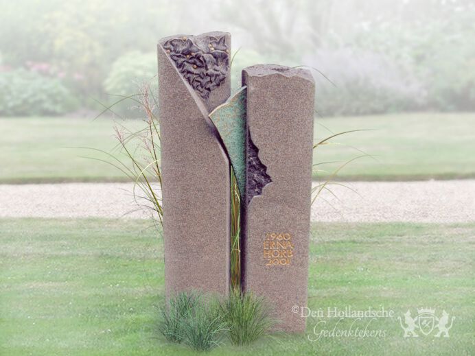 Grafmonument in natuursteen met brons foto 1