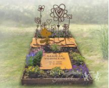 Grafmonument met bloemen van cortenstaal foto 2