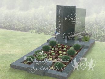 Grafmonument met glazen letterplaat