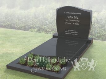 Grafmonument met golfkop letterplaat