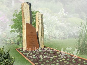 Grafmonument met grafzuilen van basalt