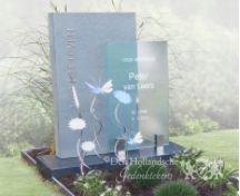 Grafmonument met RVS vlinders foto 2