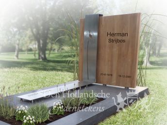 Grafmonument met teakhout en RVS