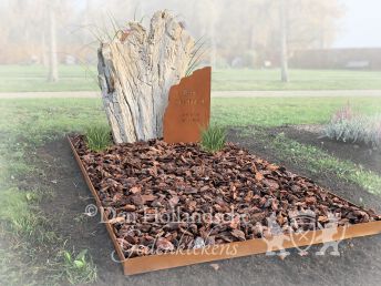 Grafmonument versteend hout en cortenstaal