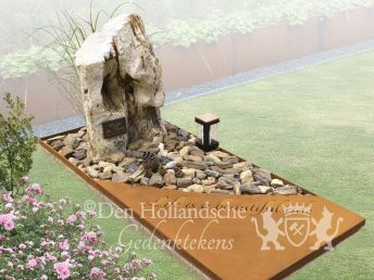 Grafmonument versteend hout met cortenstaal