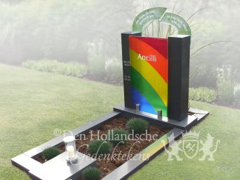 Grafsteen glas regenboog