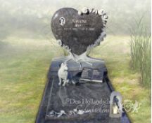 Grafsteen met hartvorm en hondje foto 1