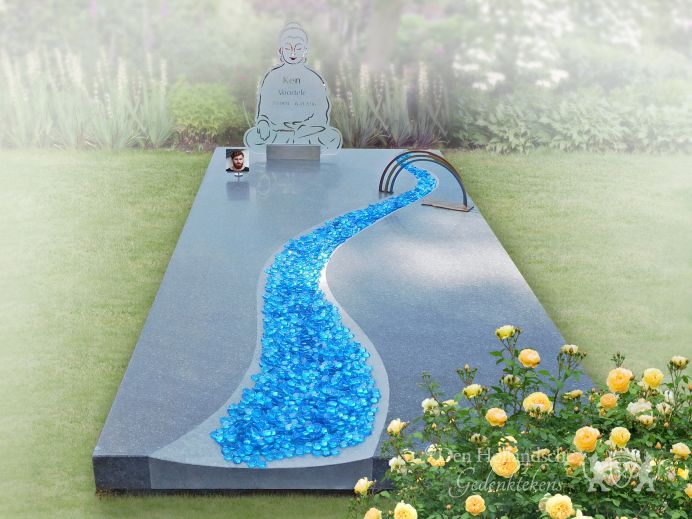 Grafzerk rivier blauwe glasparels foto 1
