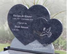 Hartvormige grafsteen met duif en palmtak foto 2