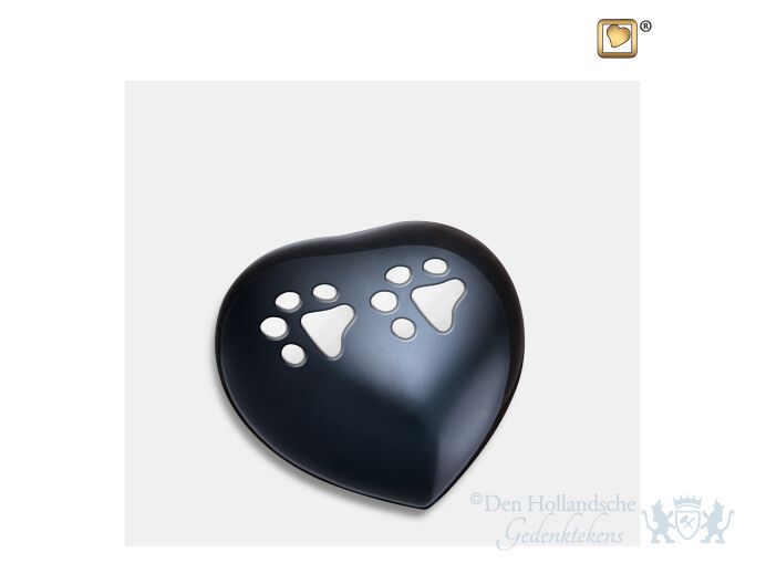Keepsake Double Paw Heart Pet Urn Midnight and Bru Pewter foto 1
