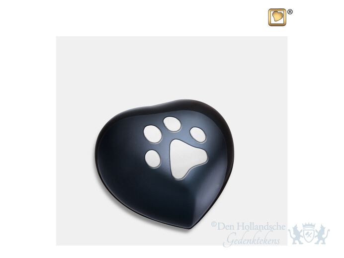 Keepsake Single Paw Heart Pet Urn Midnight and Bru Pewter foto 1