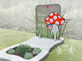 Kindergrafje met glazen paddenstoel