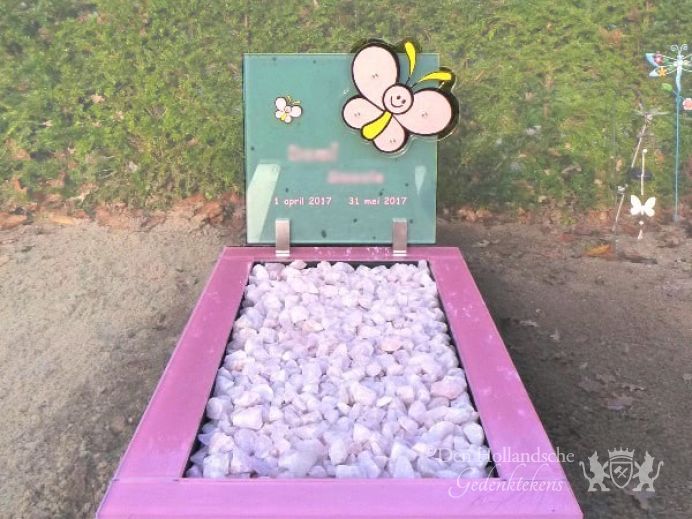 Kindergrafmonument glas roze foto 1