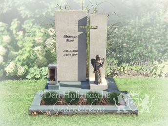 Kort grafmonument met bronzen Engel