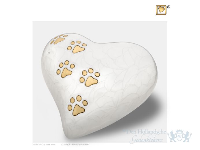 Large Heart Pet Urn Pearl White and Bru Gold foto 1