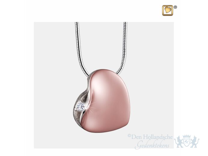 Leaning Heart Ashes Pendant Pol RoseGold Vermeil w/Zirconia foto 1