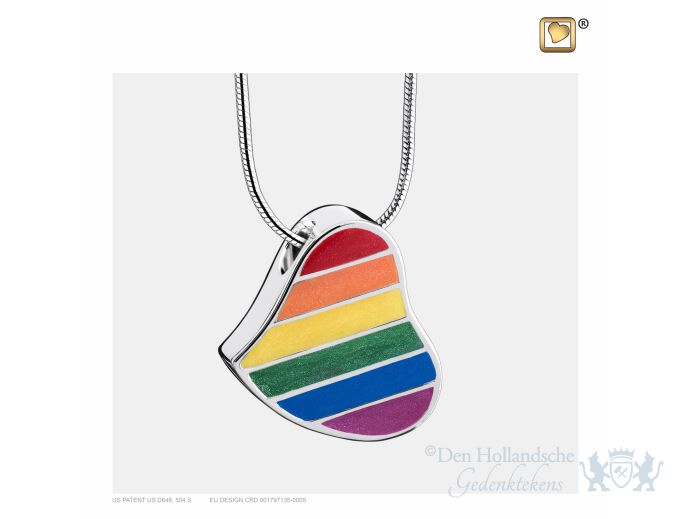 Leaning Heart Pride Rainbow Ashes Pendant Pol Silver foto 1