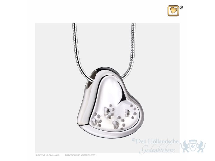 Leaning Heart with Paws Ashes Pendant Pol Silver foto 1