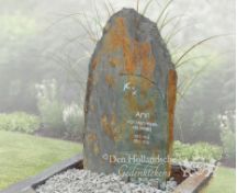 Leistenen grafmonument met roestbruine tinten foto 2