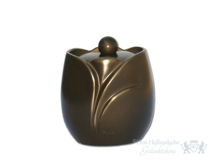 Bronzen mini urn in bloemvorm foto 1