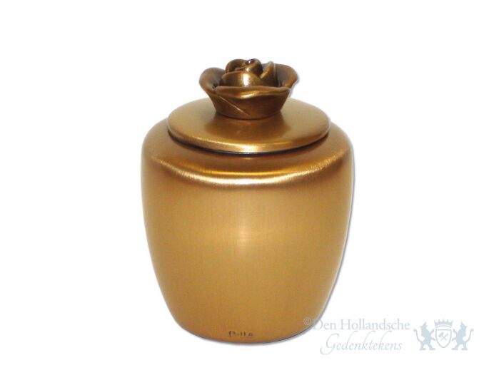 Bronzen mini urn met roosje foto 1