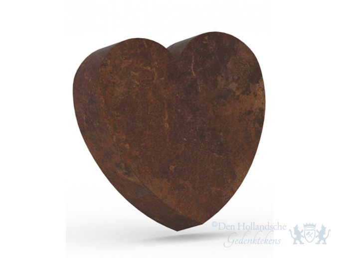 Bruin gepatineerde brons urn hartvorm foto 1