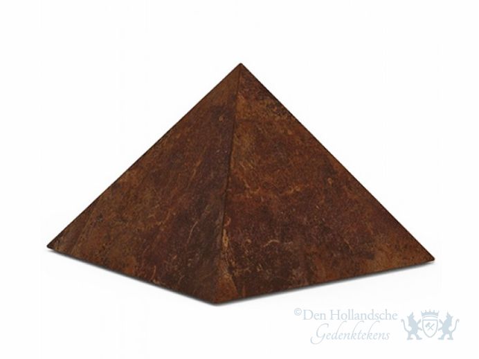 Bruin gepatineerde piramide urn van brons foto 1