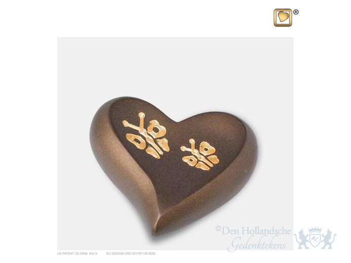 Elegant Butterfly Heart Keepsake Urn Bronze and Bru Gold foto 1