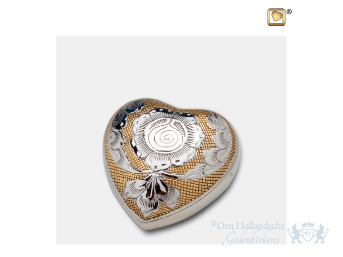 Elegant Floral Heart Keepsake Urn Pol Silver foto 1