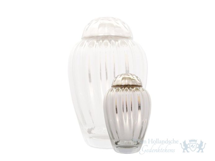 Glazen mini urn met witte strepen foto 1