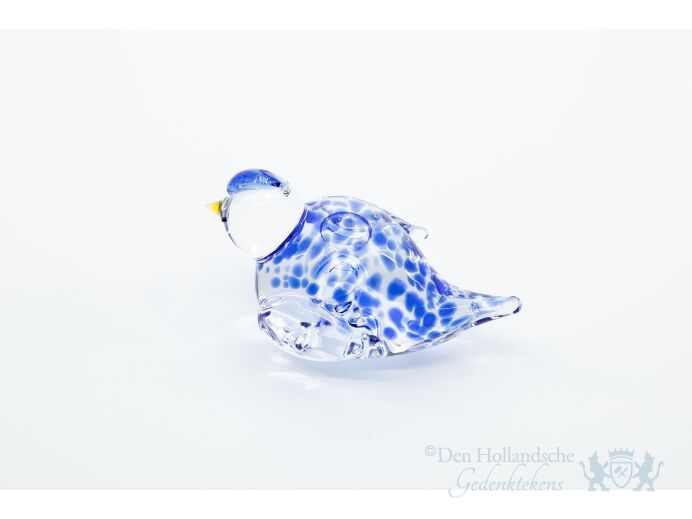 Glazen vogel spikkels - met kuifje blauw foto 1