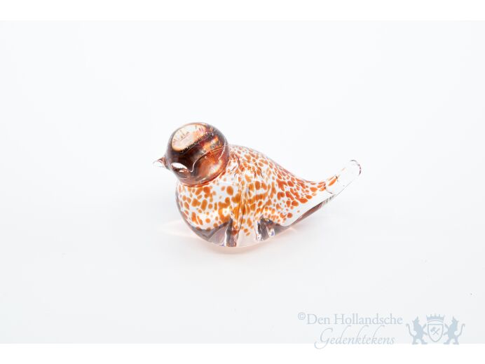 Glazen vogel  Spikkels-  Oranje foto 1