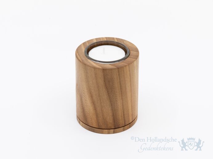 Houten theelicht urn Iep foto 1