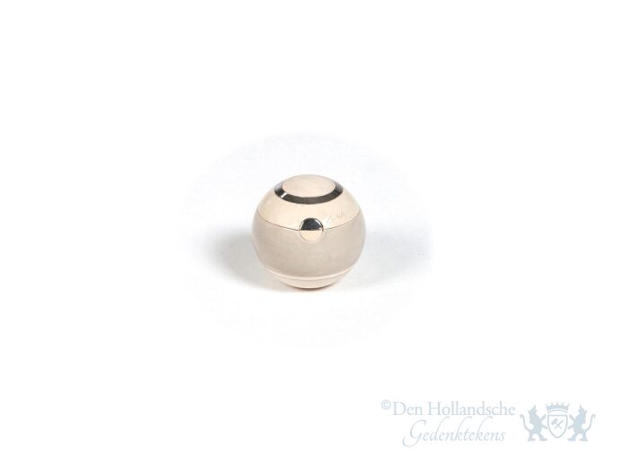 Keramische mini urn mocca/cr&egrave;mewitte bol met decoratie 0.25L foto 1