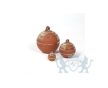 Keramische mini urn rood bol met decoratie 0.1L foto 1