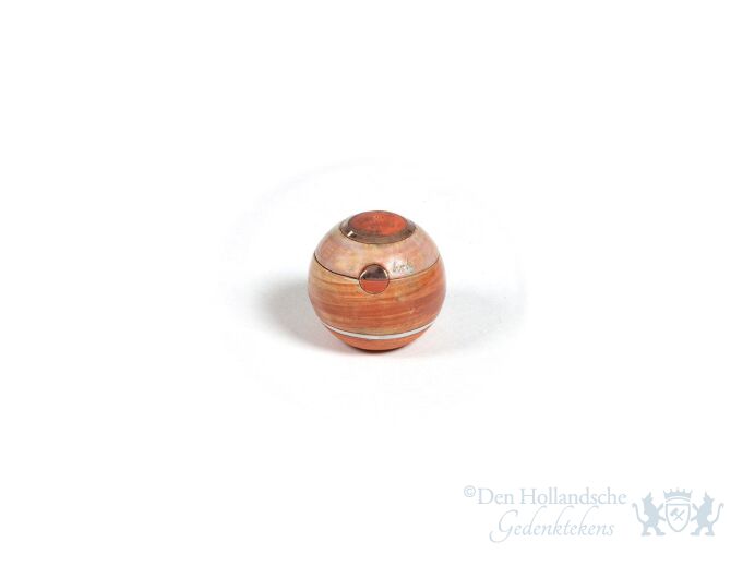 Keramische mini urn rood/oranje bol met decoratie 0.25L foto 1