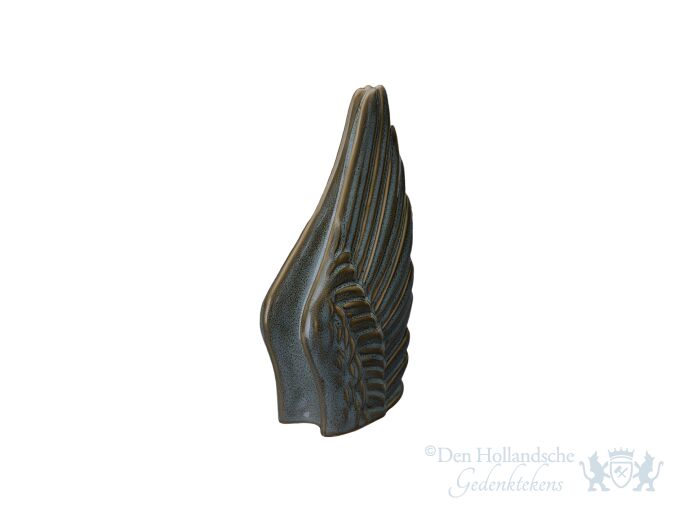 Keramische mini urn &quot;Wings Oily Green Melange&quot; foto 1