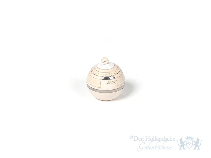 Keramische mini urn wit bol met decoratie 0.1L foto 1