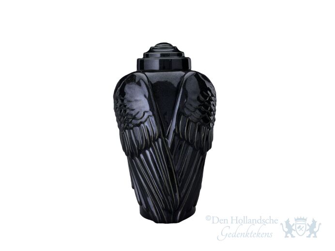 Keramische urn &quot;Wings Black Gloss&quot; foto 1