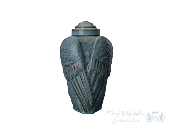 Keramische urn &quot;Wings Oily Green Melange&quot; foto 1
