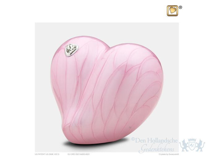 LoveHeart Child Urn Pearl Pink and Pol Silver w/Swarovski&reg;  foto 1