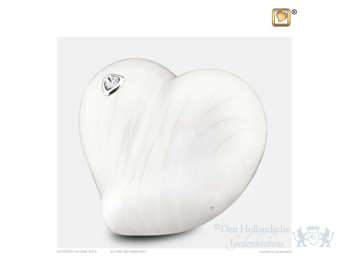LoveHeart Child Urn Pearl White and Pol Silver w/Swarovski&reg;  foto 1