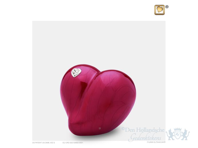 LoveHeart Keepsake Urn Pearl Red and Pol Silver w/Swarovski&reg;  foto 1