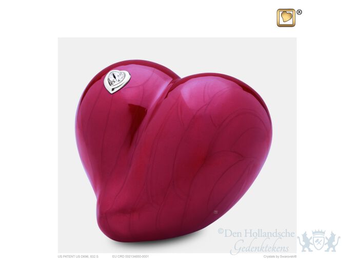 LoveHeart Medium Urn Pearl Red and Pol Silver w/Swarovski&reg;  foto 1
