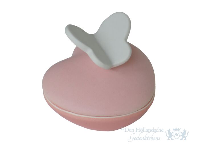 Mini hartje roze - met witte vlindertje 0,015L foto 1