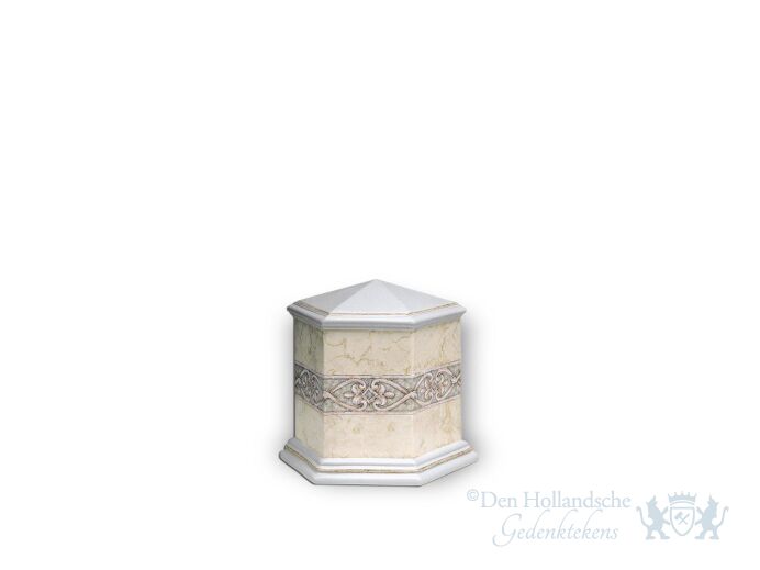 Mini urn van porselein met grijze decoratie foto 1
