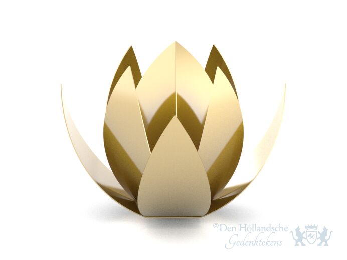 Moderne RVS urn &#039;lotus&#039; - Goud foto 1