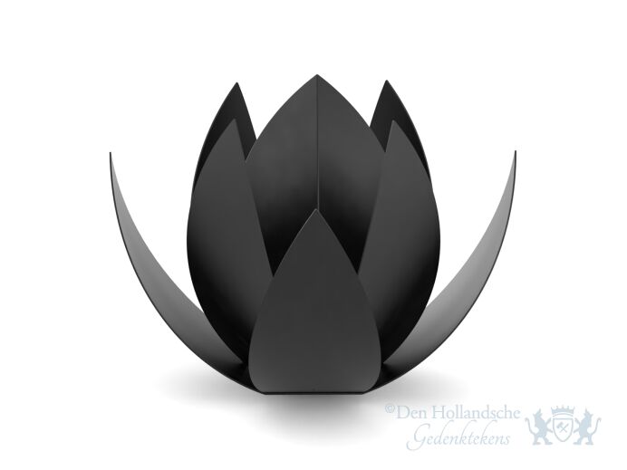 Moderne RVS urn &#039;lotus&#039; - Mat zwart foto 1